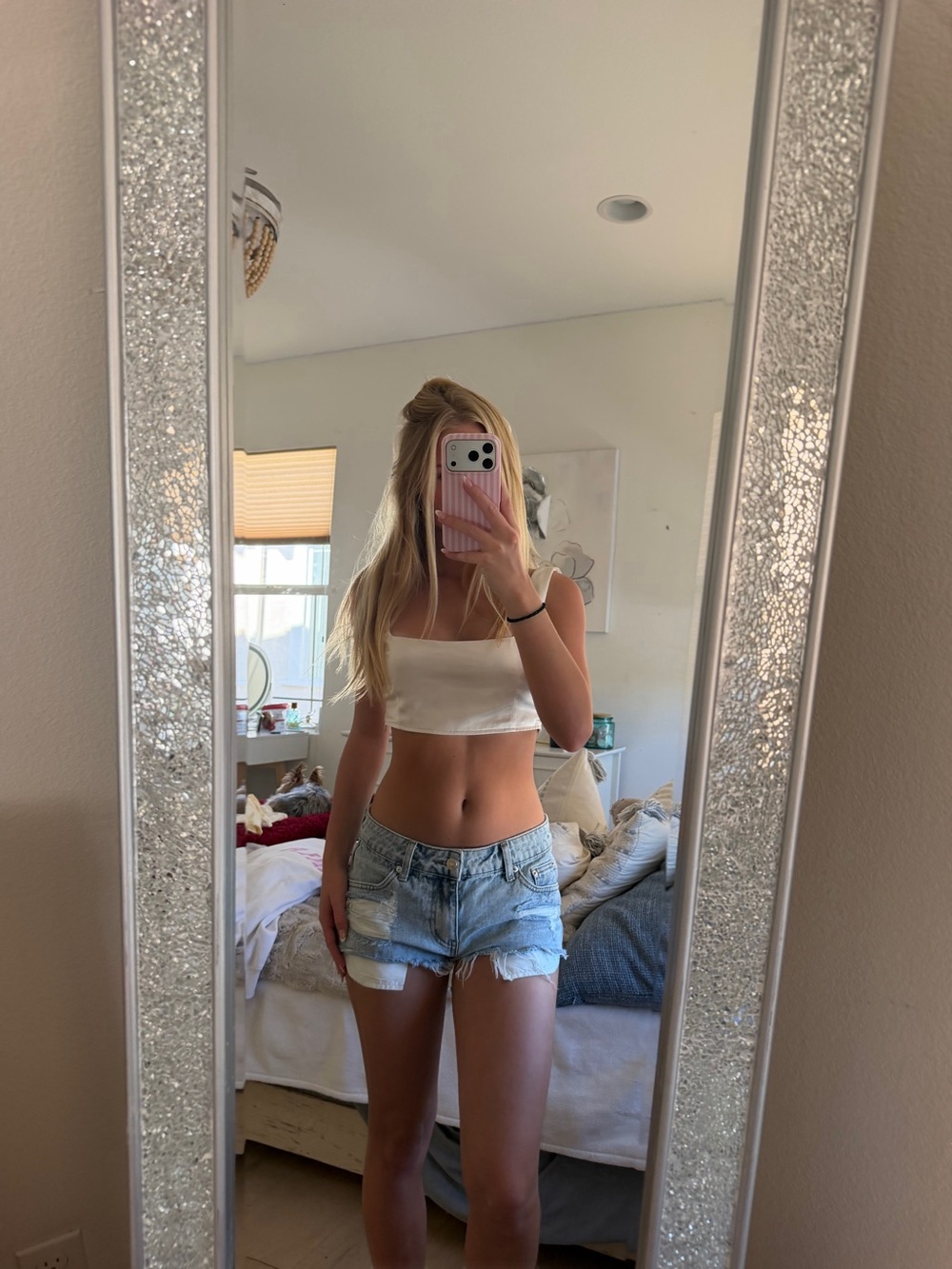 Princess Polly Cream Satin Square Neck Crop Cami